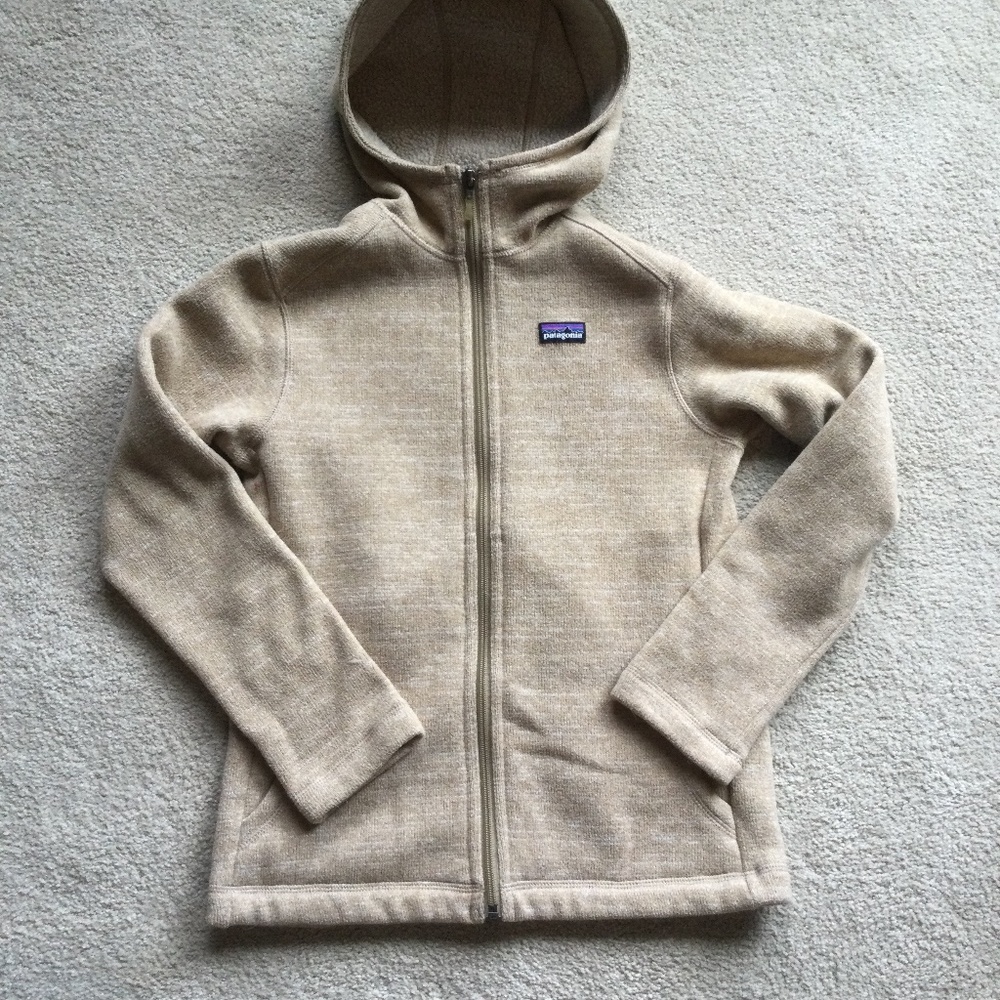 New Patagonia girls medium tan better sweater hoody